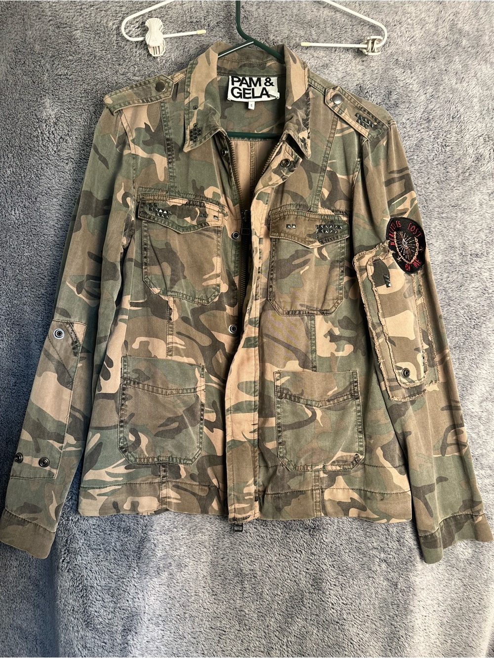 Pam & Gela Men’s Camouflage Field Jacket - Green & Tan Camo
